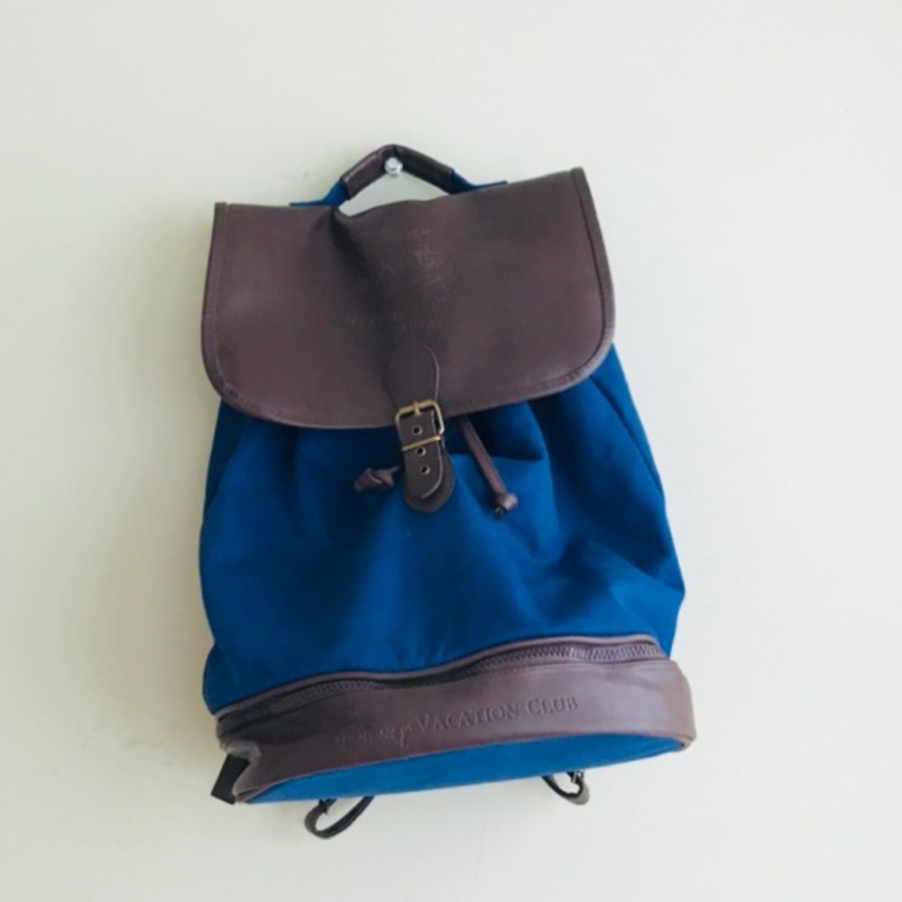 Disney World Backpack Blue & Brown Leather - Picture 2 of 7